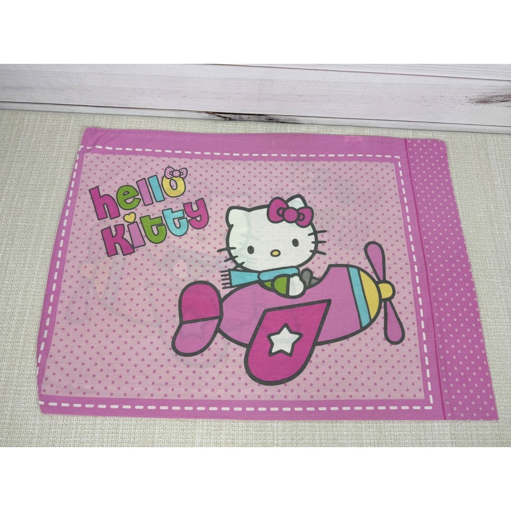 2008 Hello Kitty Pink‎ Airplane Sanrio Standard Pillow Case FLAW